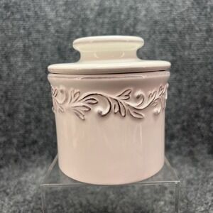 Butter Bell Crock by L. Tremain French Ceramic Butter Keeper White Linen Grey